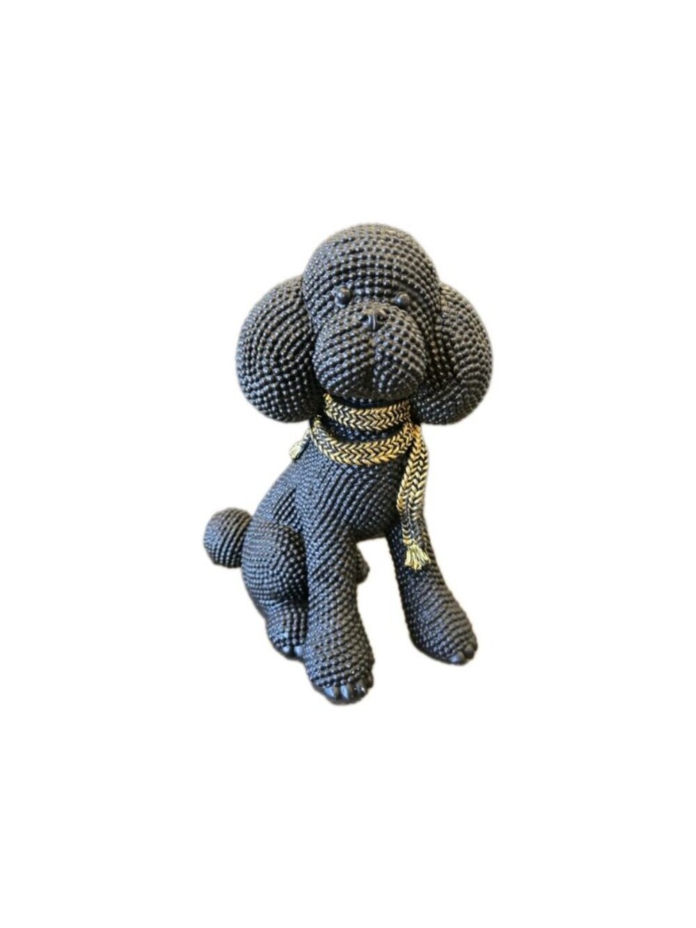 New Black Gold Textured Poodle Dog Mid Century Modern Figurine Statue Decor - Picture 3 of 4